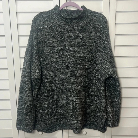 Cotton On Marled Mock Neck Knit Sweater Size Large Gray, Black & White - Picture 1 of 7
